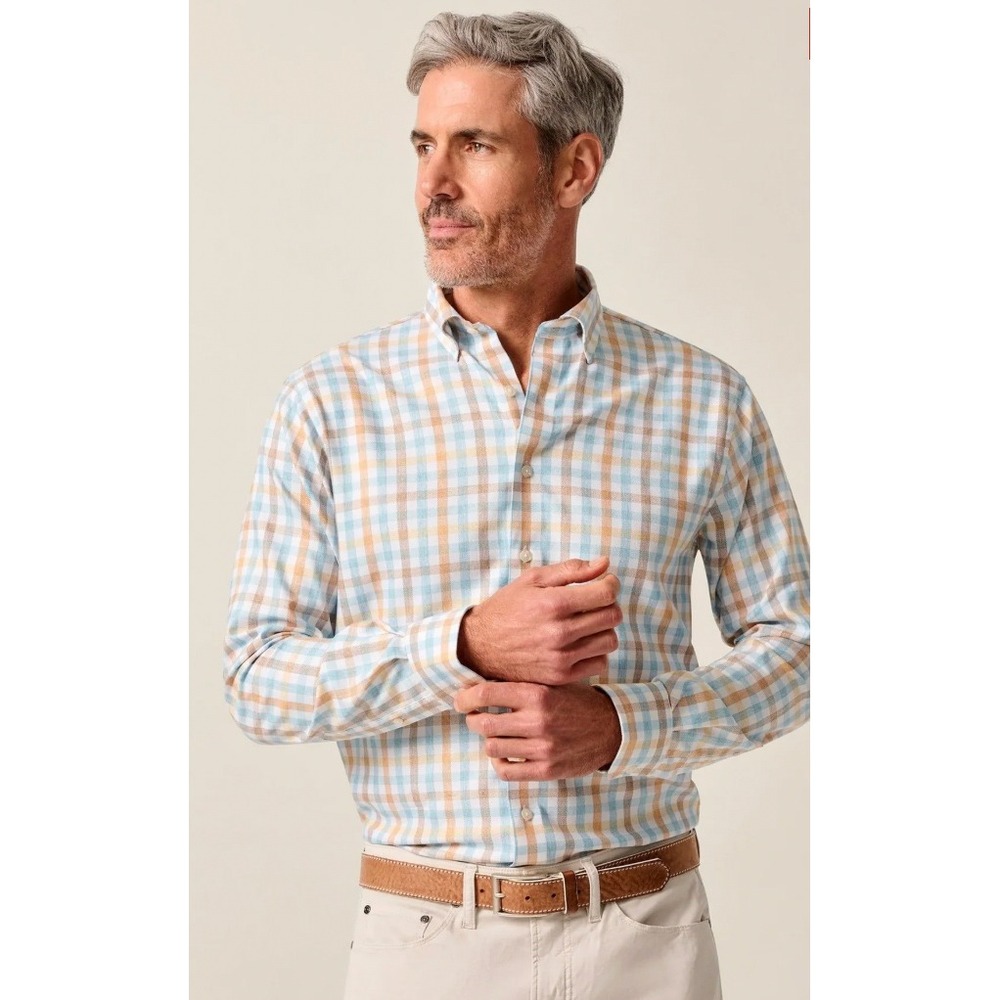 Johnnie-O Mens Callum Performance Button Down Shirt In Malibu Size Large